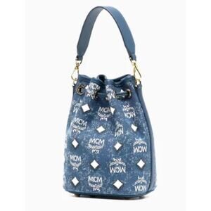 MCM Blue Denim Bucket shoulder bag